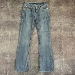 Women's Vintage Y2K D Fuz Stretch Denim Light Blue Boot Cut Jeans Sz 28 W X 31 L
